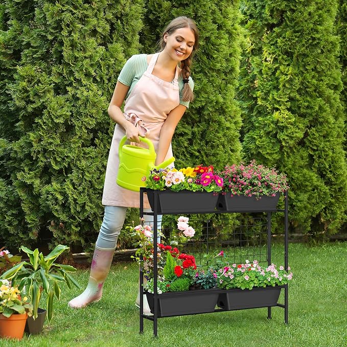 OYEAL Raised Garden Bed with Legs & Trellis, Vegetables - Image 7