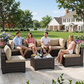LEVELEVE 7 Pieces Outdoor Patio Furniture Sets, Rattan Conversation Sectional by Enjoyyourlife
