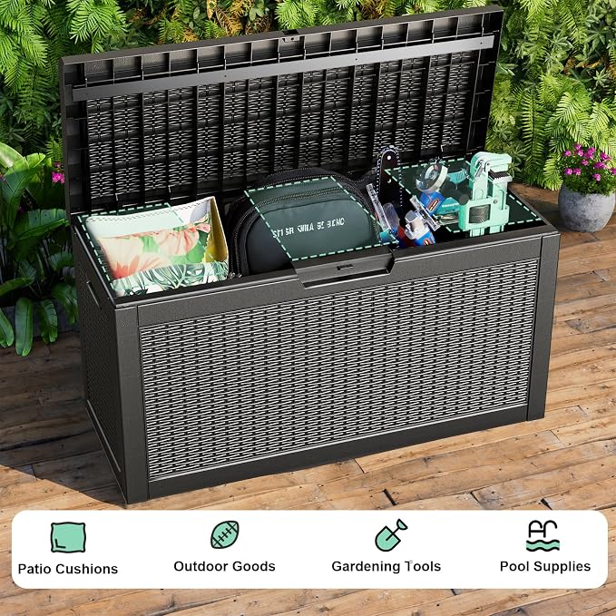 DRATO 60 Gallon Deck Box, Waterproof Resin Large Outdoor Storgae Box - Image 5