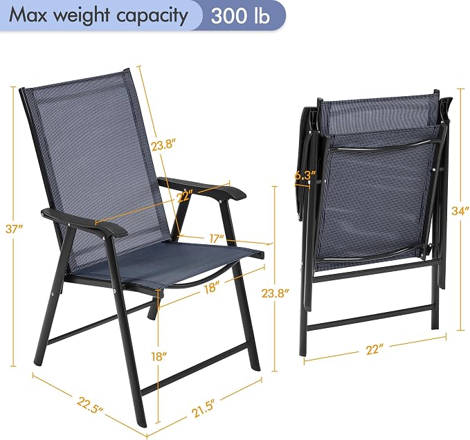 Yaheetech Outdoor Patio Chairs Set of 4, Portable Dining Chairs - Image 3