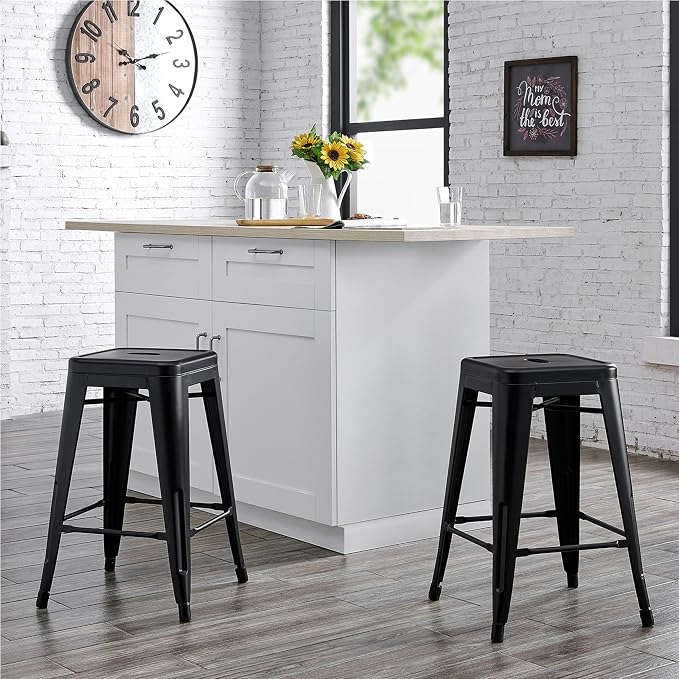 AC Pacific 24” Metal Backless Barstool Set of 2 – Country Rustic Style - Image 2