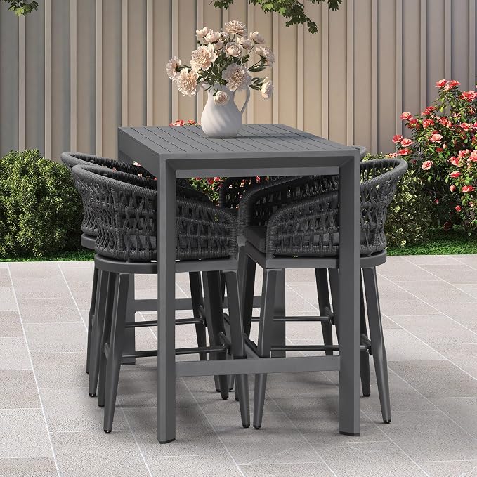 PURPLE LEAF Outdoor Rattan 24" Counter Height Bar Stools Chair Set of 2 - Image 9