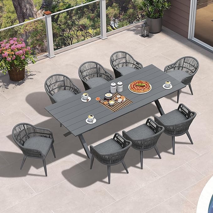 PURPLE LEAF 9 Piece Longer Patio Dining Set by PURPLELEAF