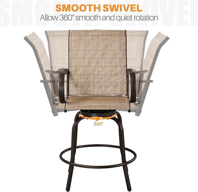 Yaheetech Patio Swivel Barstools Outdoor Chairs Set of 4, High Bistro Stools - Image 6