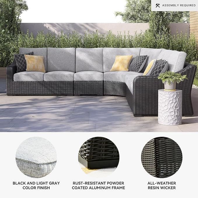 Signature Design by Ashley Beachcroft Curved Modern 5-Piece Outdoor Sectional - Image 4