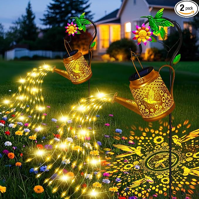 Hummingbird Solar Watering Can Lights, Outdoor Waterproof Garden Lanterns by OSTRITEC