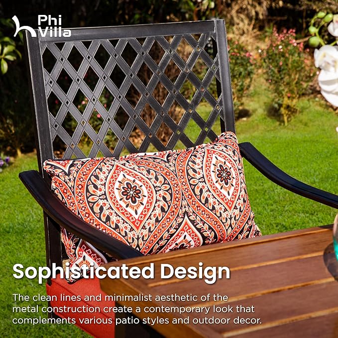 PHI VILLA 5 pcs Outdoor Bar Set, Outdoor Swivel Bar Stool - Image 2