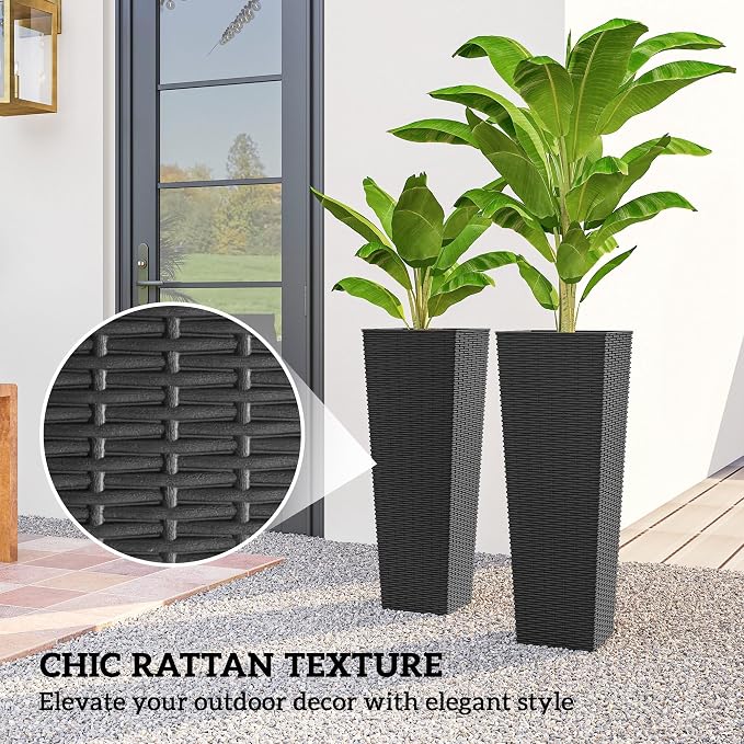 Outsunny 32 Inch Tall Planters for Outdoor Plants, Stackable Tapered Planters - Image 5