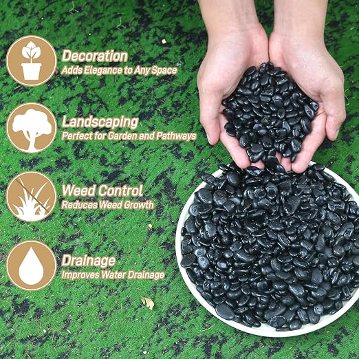 2lb Black Rocks for Planters- 1/4" - Image 3