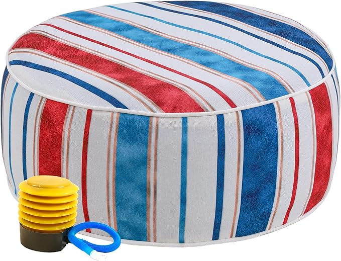UPWELL Waterproof Inflatable Outdoor Ottoman Pouf, Portable Patio Footrest by Upwell