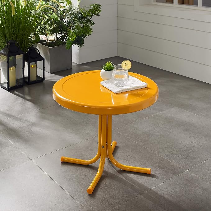 Crosley Furniture Griffith Weather Resistant Retro Metal Outdoor Side Table - Image 10