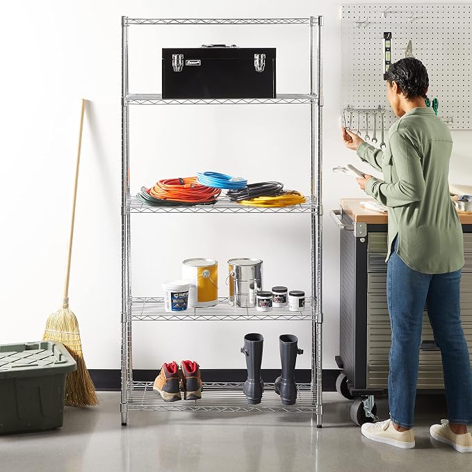 Amazon Basics 5-Shelf Adjustable Heavy Duty Steel Wire Rack, Space Saving - Image 8
