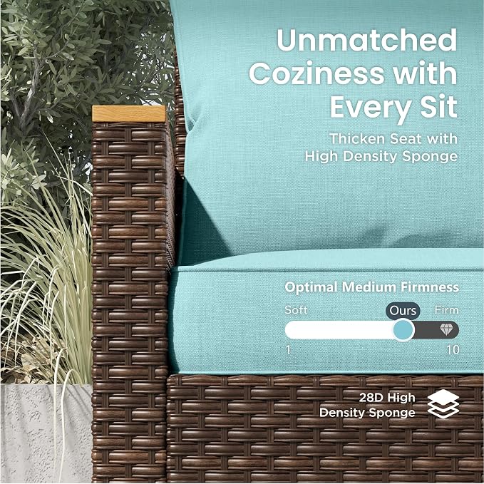 PHI VILLA 8-Piece Wicker Patio Furniture Set, Outdoor Half-Moon Curved - Image 7