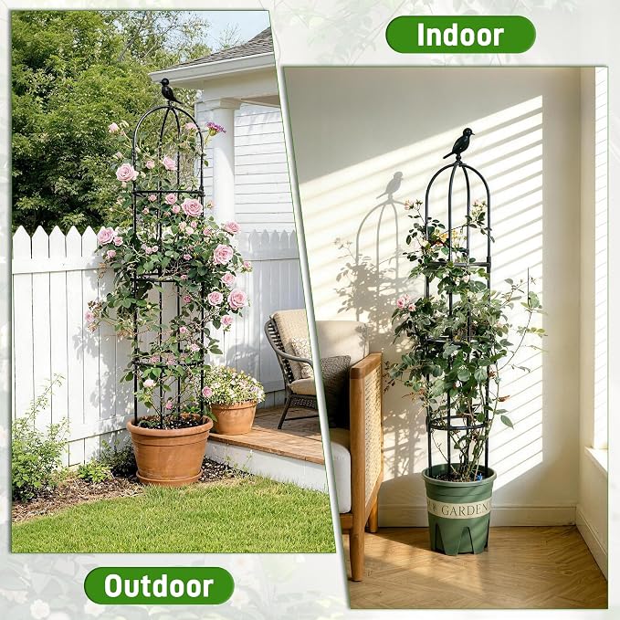 6ft Garden Obelisk Trellis for Climbing Plants-Rustproof Metal Pipe - Image 5