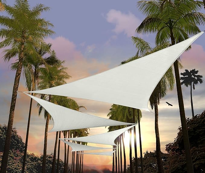 Amgo 22' x 22' x 22' White Triangle Sun Shade Sail UPF50+ Canopy Awning AGSLT by Amgo