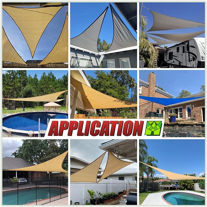 ColourTree 20' x 20' x 28.3' Beige Right Triangle CTAPRT20 Sun Shade Sail - Image 3