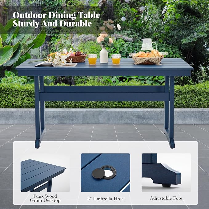 HDPE Dining Table Set for 10, 12-Piece Outdoor Table and Chairs Include 10 - Image 4