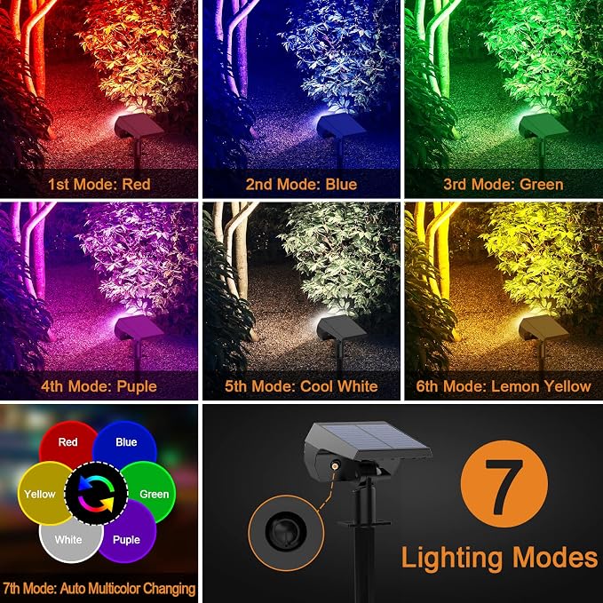 Solar Spot Lights Outdoor Color Changing, Christmas IP65 Waterproof Landscape - Image 4
