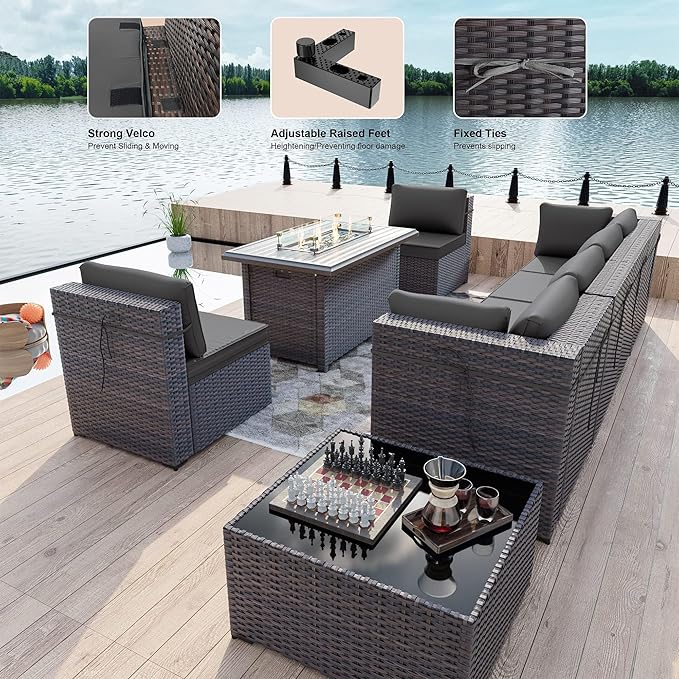 Kullavik 8 Pieces Outdoor Patio Furniture Set, Sectional Sofa Set - Image 4