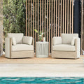 CHITA 3 Pieces Boho Patio Rattan Bistro Set, Outdoor Wicker Furniture Swivel by CHITALIVING