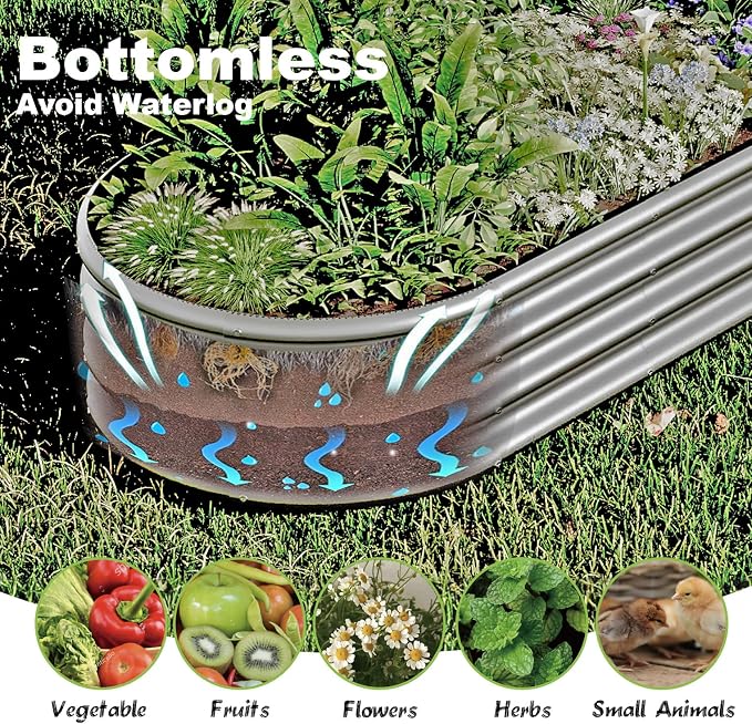 4x2x1ft-2pcs-Oval Raised Garden Bed Kit, Galvanized Planter Garden Boxes Outdoor - Image 5