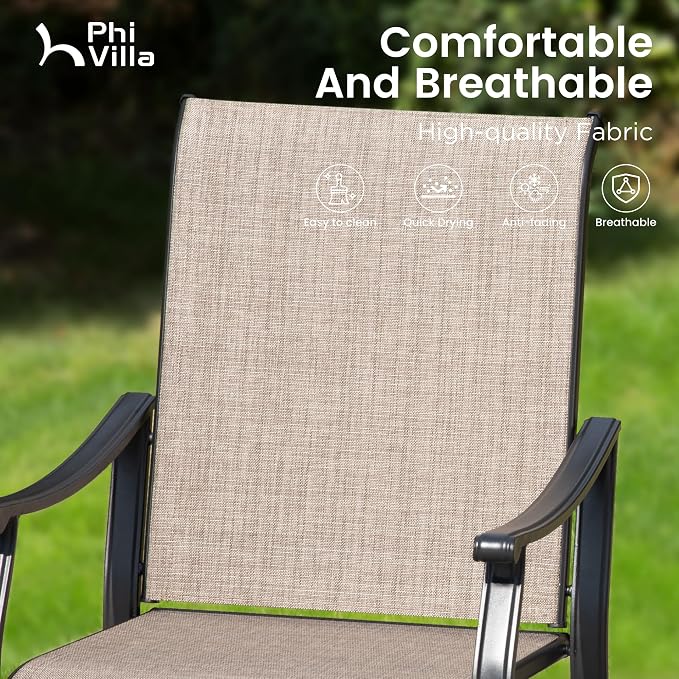 PHI VILLA 5 pcs Patio Dining Table and Chairs, 4 Outdoor Dining Chairs and - Image 2