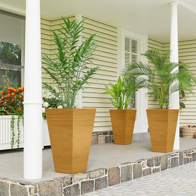 Outsunny Tall Planter for Outdoor Plants Set of 3, 28 Inch Taper Planter by Outsunny