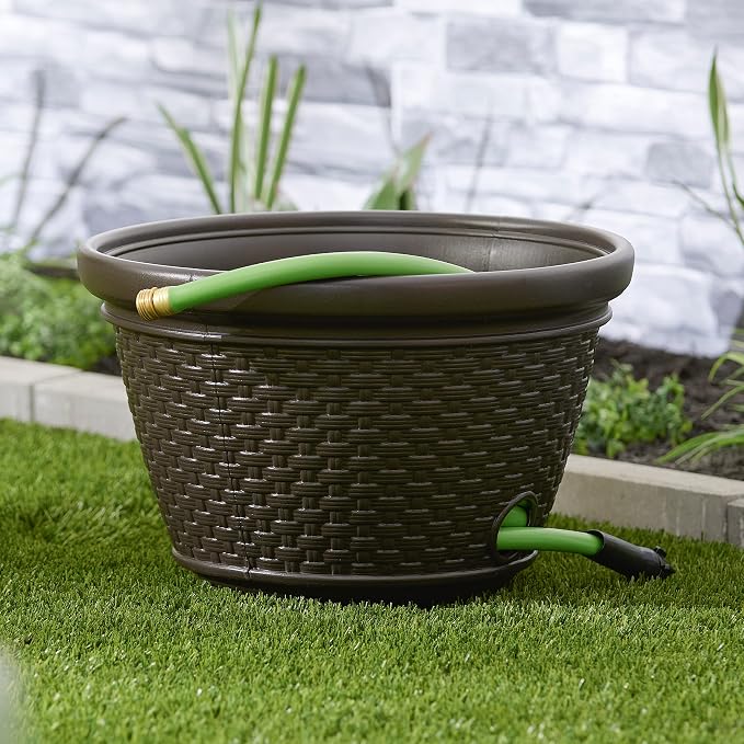Suncast 6 Pack Decorative Wicker Garden Hose Holder Pot - Image 9