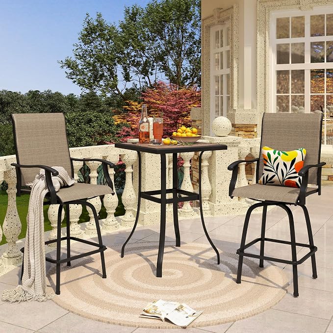PHI VILLA Patio Bar Table, Outdoor Bar Height Bistro Table - Image 7
