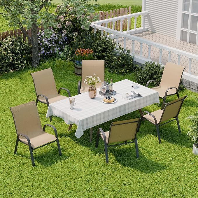 Patio Chairs Set of 6, Outdoor Dining Chairs Stackable - Image 4