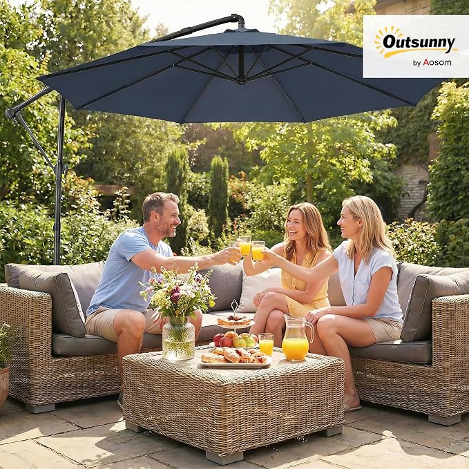 Outsunny 10 ft Offset Patio Umbrella - Image 2