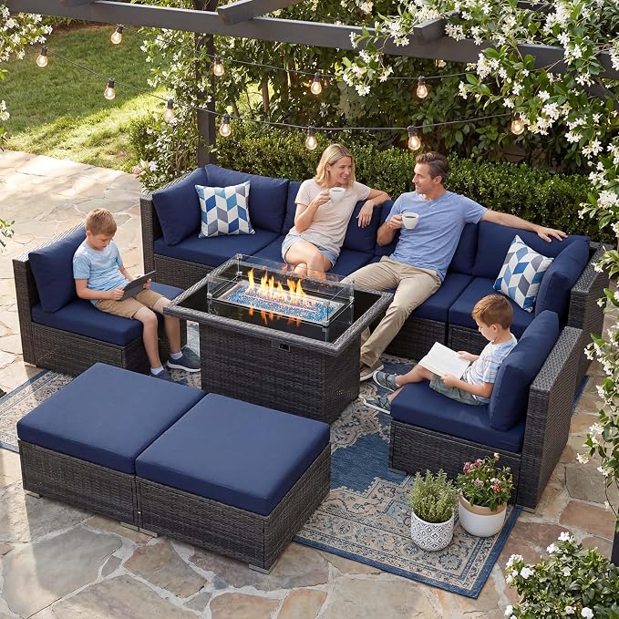 NICESOUL 9 Piece Oversized Outdoor Patio Furniture Set, 29.3'' High Back Comfy by NICESOUL