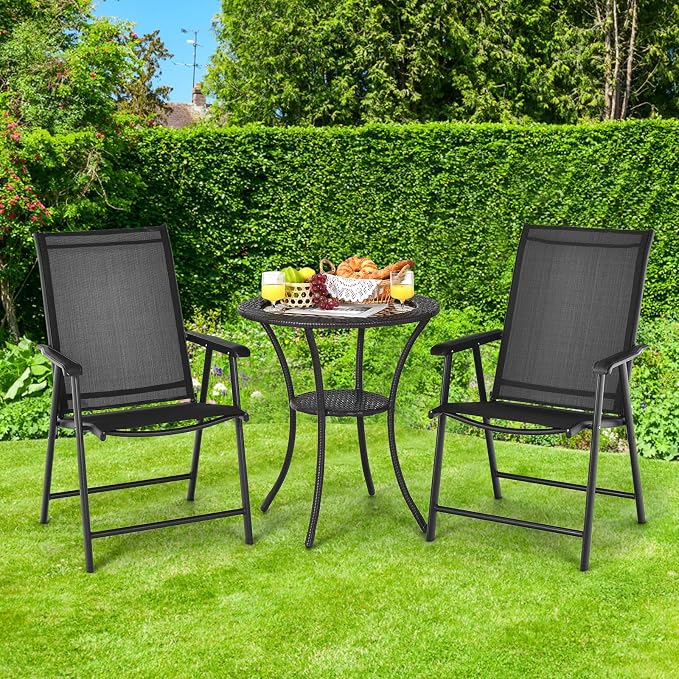 Giantex Set of 2 Patio Folding Chairs, Portable Outdoor Dining Chairs - Image 4