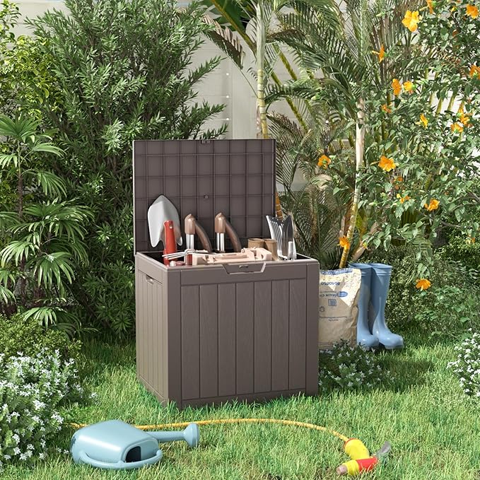 DRATO 35 Gallon Deck Boxes Resin Outdoor Storage Box UV Resistant Outside Deck - Image 4