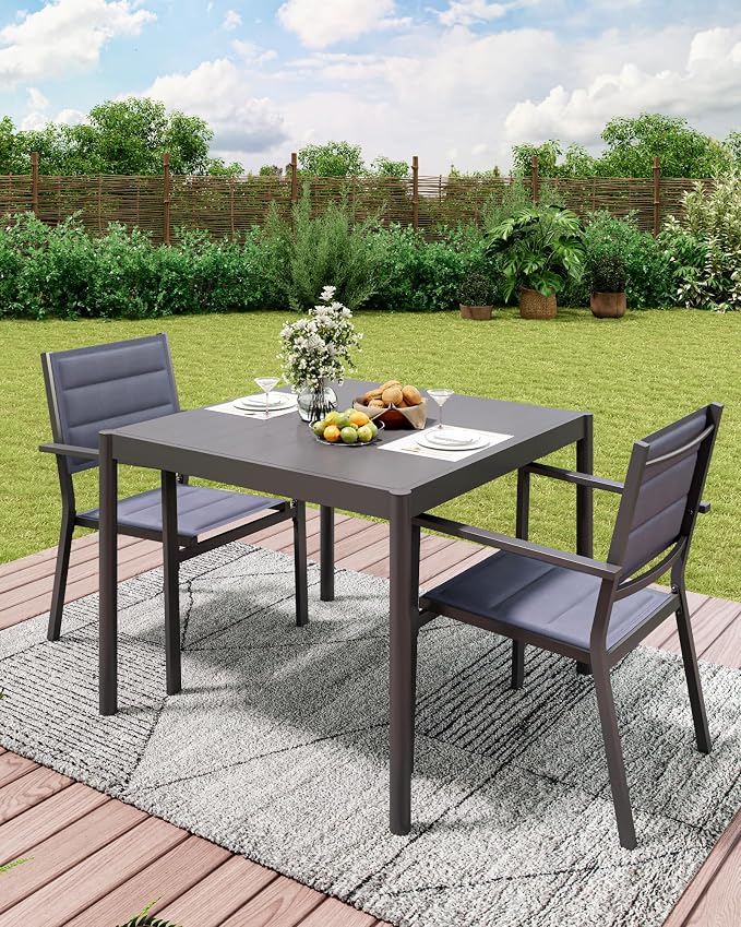 Aluminum Patio Dining Table for 2-4 Person, 34 in x 36 in Rectangle Outdoor - Image 3