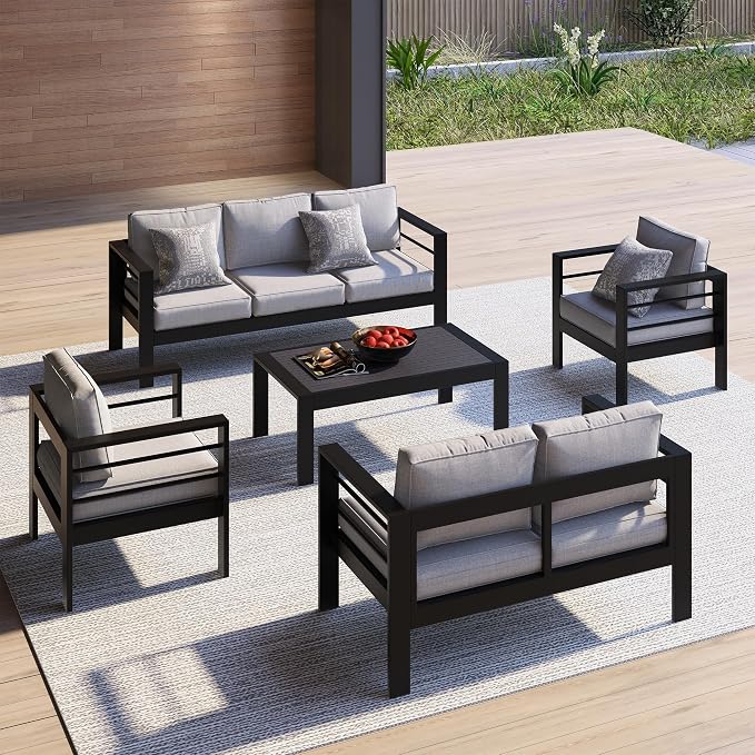 All-Weather Aluminum Outdoor Coffee Table, Modern Coffee Table - Image 5