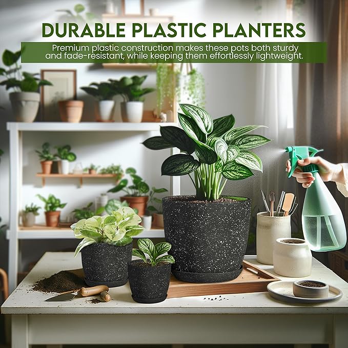 Utopia Home - Spotty Plant Pots Indoor - 7/6.6/6/5.3/4.8 Inches Flower Pots - 5 - Image 6