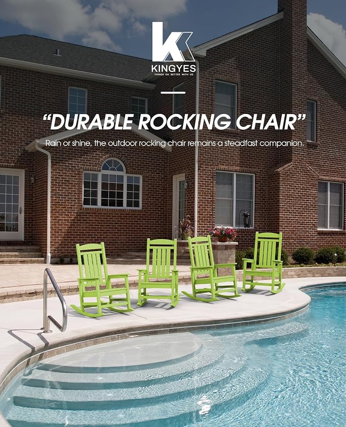 KINGYES HDPE Rocking Chairs Outdoor, Patio Rocking Chairs - Image 9