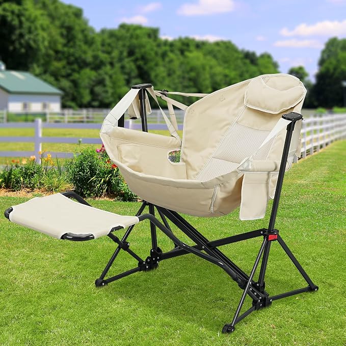 Ainfox Hammock Chair with Footrest, Oversized Swinging Portable Folding Camping by Ainfox