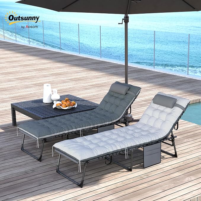 Outsunny Chaise Lounge Chair Outdoor Set of 2, 5-Position Adjustable Outdoor - Image 2