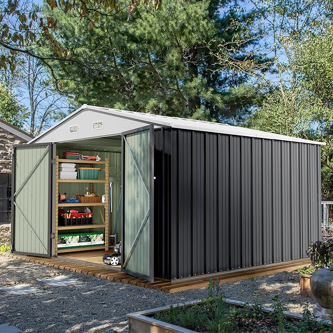 Devoko 10 x 10 FT Outdoor Storage Shed, Metal Garden Sheds & Outdoor Storage - Image 3