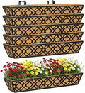 Y&M 30 Inch Window Deck with Coco Liner, Fence Metal Hanging Flower Planter by YM