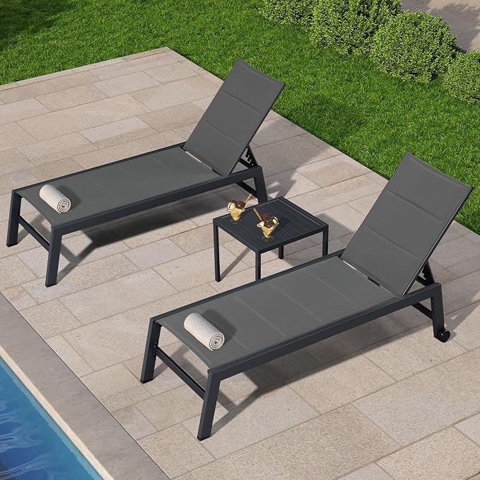 PURPLE LEAF Outdoor Patio Chaise Lounge Chair Set of 2 Chair by PURPLELEAF
