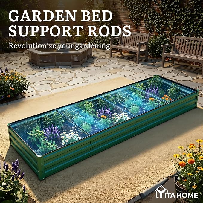 YITAHOME 6pcs 12x4x1 ft Galvanized Raised Garden Bed Kit, Large Metal Planter - Image 7