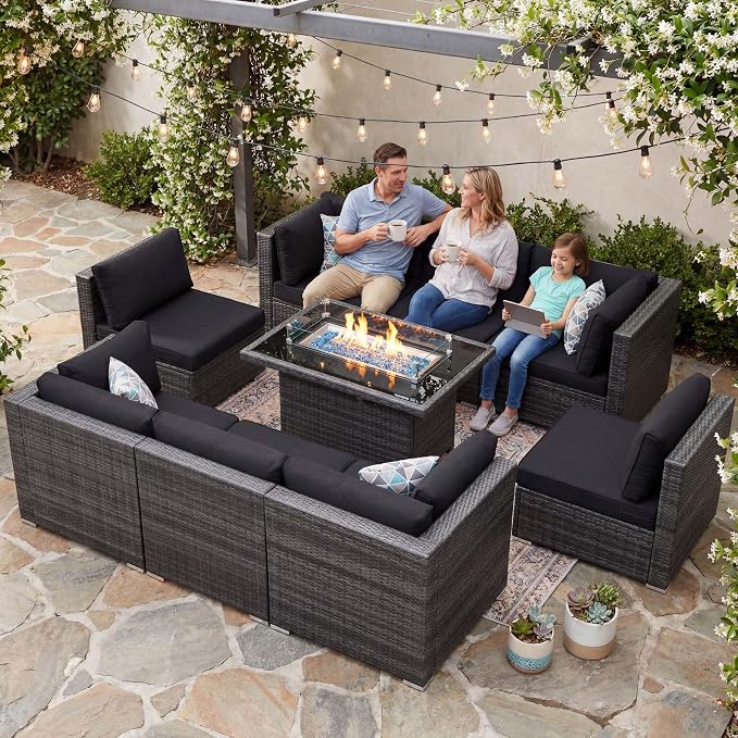 NICESOUL 9 Piece Outdoor Patio Sectional Furniture Set by NICESOUL
