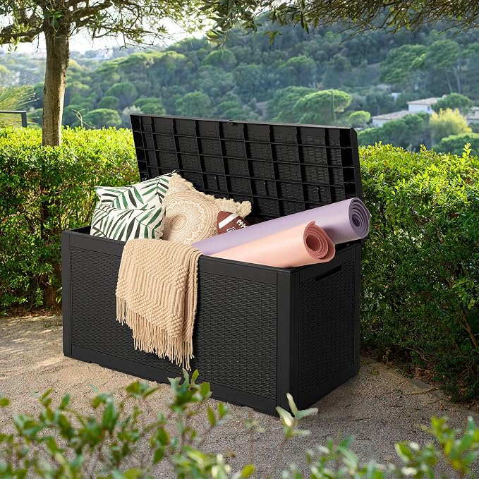 Devoko 100 Gallon Waterproof Large Resin Deck Box Outdoor Storage Box Indoor - Image 3