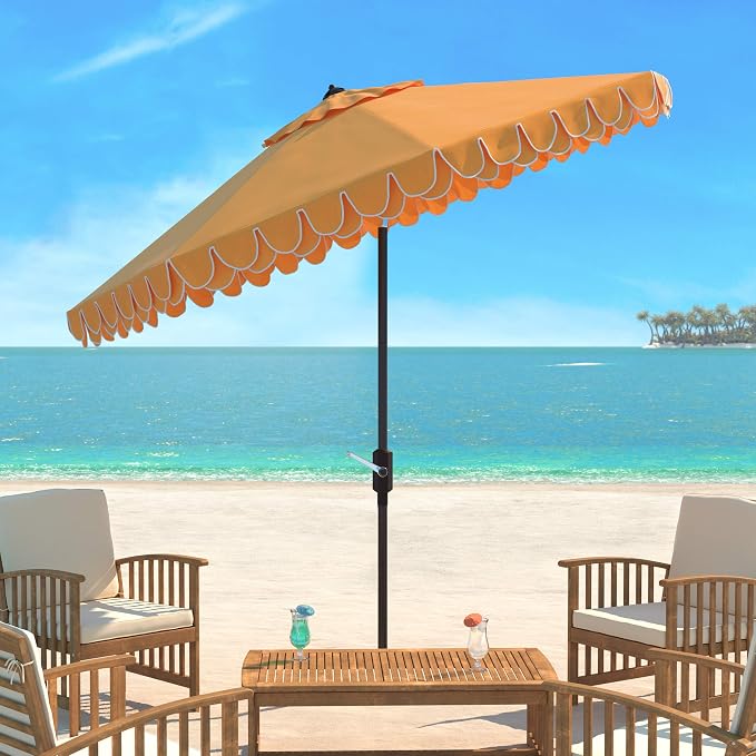 SAFAVIEH 9ft Outdoor Patio Umbrella, Auto Crank Tilt, UV Resistant - Image 2