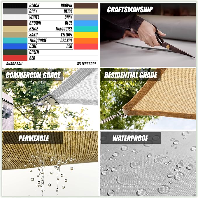 Amgo Custom Size 11' x 11' x 11' Gray Triangle Sun Shade Sail UPF50+ AGTAPRT12 - Image 7