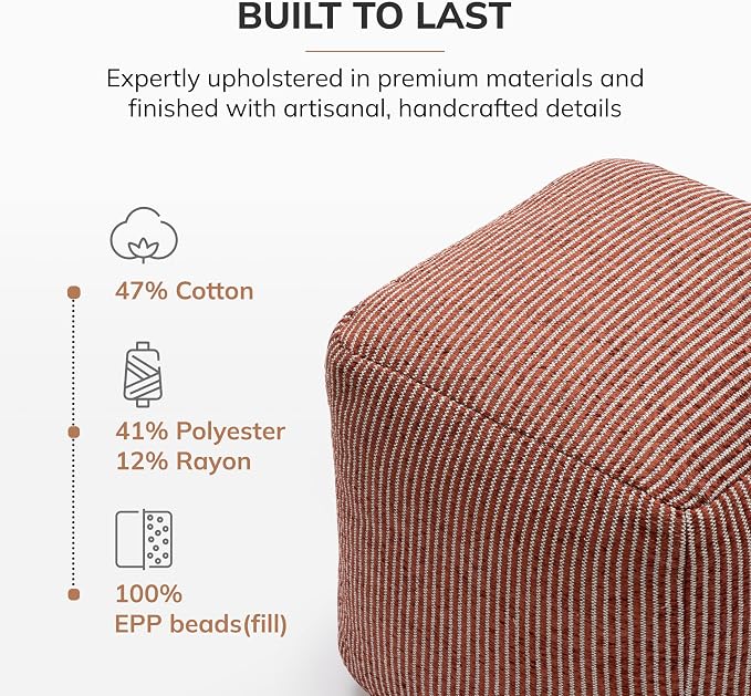 Anji Mountain 100% Handmade & Handcrafted Comfortable Home Décor Pouf Ottoman - Image 6