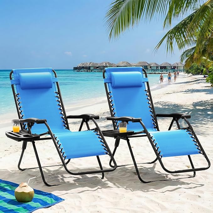 Homall Zero Gravity Chair Patio Folding Lawn Outdoor Lounge Gravity Camp - Image 2